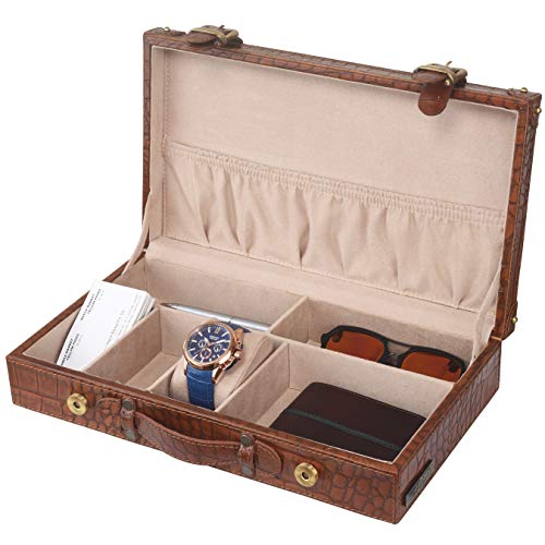 THREE SIXTY Leather Box Organizer Jewelry for Storage and Display for Men & Women by