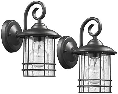 Chloe Transitional 1-light Textured Black Outdoor Wall Lantern 2-pack
