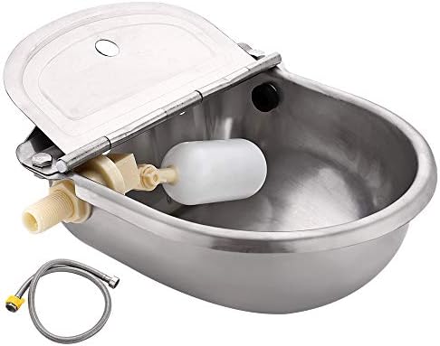 CPROSP Automatic Cow Drinking Water Bowl with Pipe Hose Stainless Steel Pet Supplies 1/2″ M20/20mm Thread