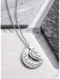Tatuo - Juego de 2 paquetes de collares con colgante de regalo para abuela, nieta, hija, con texto en inglés "I Love You to The Moon and Back"