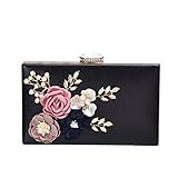 Women's New Evening Handbags Flower Evening Clutch Pearl Beaded Evening Handbag For Cocktail Wedding Black