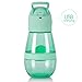 GARUNK Water Bottle for Kids with Cooling Fan and Handle for Girls & Boys, Spill/Leak-Proof BPA-Free 14oz 400ml, Green