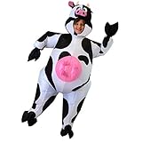 Spooktacular Creations Inflatable Costume Air Blow-up Deluxe Halloween Cow Costume - Child (7-10 Yrs) Black and White