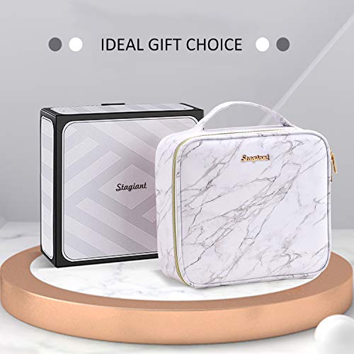 Marble Leather Makeup Case Cosmetic Bag PU Leather Makeup Organizers Storage Portable Brush Holder with Adjustable Divider Zipper Pocket for Cosmetics Tools Gadgets Gift for Women, White 7 Marble Leather Makeup Case Cosmetic Bag PU Leather Makeup Organizers Storage Portable Brush Holder with Adjustable Divider Zipper Pocket for Cosmetics Tools Gadgets Gift for Women, White