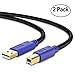 Printer Cable 1Ft, Tanbin 2Pack 1ft USB 2.0 High Speed Gold-Plated Connectors Printer Scanner Cable Cord A Male to B Male