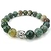 Casoty Jewelry Exotic Natural Indonesia Agate Mortar Buddha Energy Green Beads Bracelet Bangle Chain