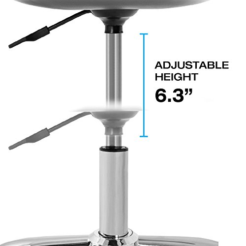 Stool with Adjustable Foot Rest Rolling Chair (Set of 2) (Black)