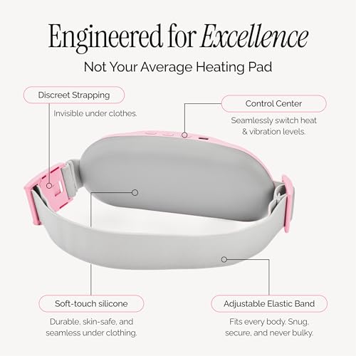 Menstrual Heating Pad for Period Cramps – Portable Heating Pad for Period Cramps Relief with Heat & Massage, Wearable Cordless Warmer for Pain Relief, Rechargeable & Wireless for Women