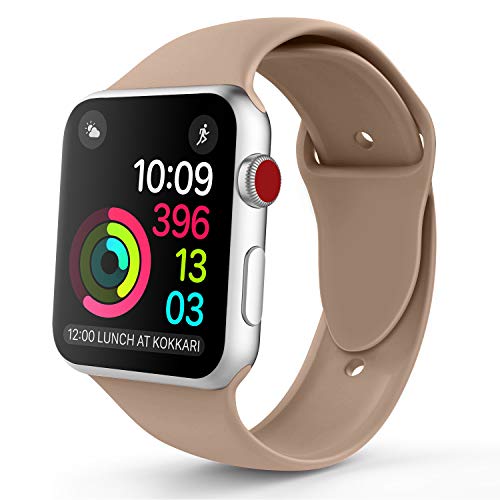 iDon Smart Watch Sport Band, Soft Silicone Replacement Sports Band compatible for Apple Watch Band 38mm 2017 Series 3 Series 2 Series 1 All Models(M/L, Walnut)