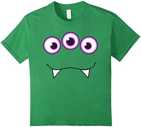 Kids Monster Face Halloween T-Shirt - Cute Monster Costume 4 Grass