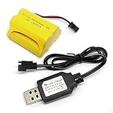 Gecoty 6V 700mAh Rechargeable Ni-Cd AA Battery Pack，SM 2P Plug&USB Charger Cable，for Remote Control Toys, Household Appliances, Power Tools