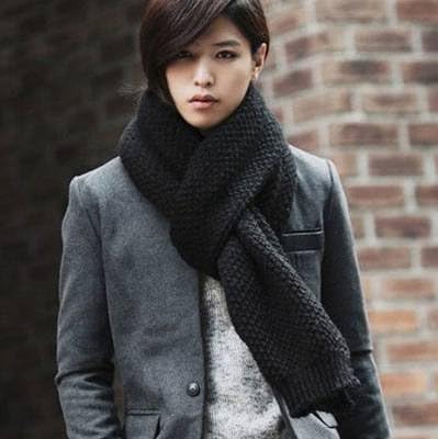 Ultra-Light Warm Knit Sweater Men Thick Wool Scarf Pure Color Scarf, pineapple
