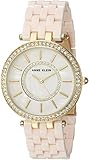 Anne Klein Women's AK/2620LPGB Swarovski Crystal Accented Gold-Tone and Blush Pink Resin Bracelet Watch