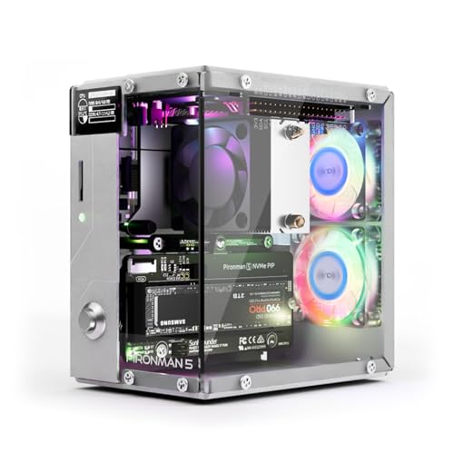 Pironman 5 NVMe M.2 SSD PCIe 2.0/3.0 Mini-PC-Gehäuse für Raspberry Pi 5 Hailo-8L, OpenClaw KI-Agent, Tower-Kühler + Dual-RGB-Lüfter, 0,96" OLED-Modul,