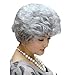 GOOACTION Granny Short Curly Silver Gray White Fluffy Wig for Old Middle Aged and Elderly Women Daily Use Wigs Halloween Cosplay Synthetic Hair Wigs
