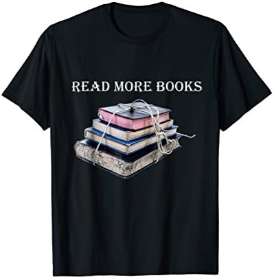 Mens Book T Shirt Reading Read More Books English Teacher School Medium Black