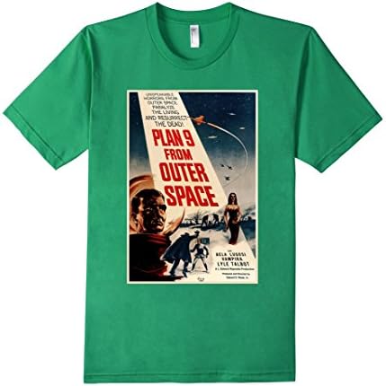 Men's Plan 9 From Outer Space Retro Vintage Poster T-Shirt Men XL Kelly Green