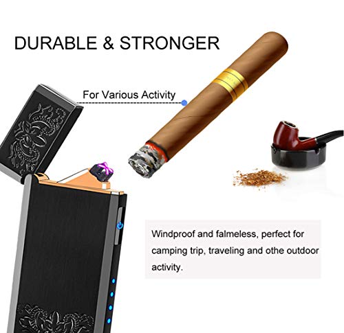 Pard Cigar Lighter, Sense Induction, USB Rechargeable Flameless Electronic Pulse Arc Cigarette Lighter, Black