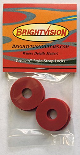 Ruby Red Silicone Rubber Guitar Strap Locks - Grolsch Style - Classic and Reliable - Made In The USA! (4-Pack)