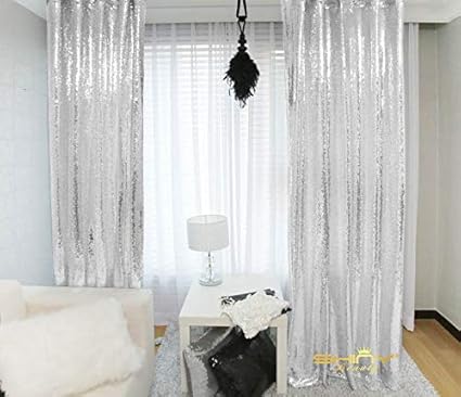 cortinas con lentejuelas tela plateada