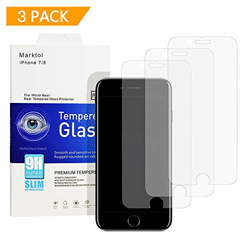 Marktol Screen Protector Compatible with iPhone 7 iPhone 8 [4.7"][3 Pack] Premium Tempered Glass Screen Protector Lifetime Replacement Warranty Case Friendly,Anti-Scratch