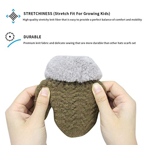 ORVINNER 3 Pairs Baby Toddler Winter Mittens Kids Warm Sherpa Lined Mittens Thicken Knit Gloves for Boys Girls (Black/Navy/Mocha)