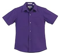Gioberti Boy's Short Sleeve Solid Dress Shirt, Purple B, 4