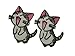 2 small pieces LAUGHING CAT Iron On Patch Fabric Applique Yawning Kitty Motif Decal 2.5 x 1.9 inches (6.5 x 4.5 cm)