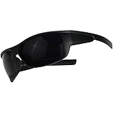 PLOPLO Super Dark Black Polarized Sunglasses Biker Rider Wrap Around Sport Sunglass UV400 Protection For Sensitive Eyes