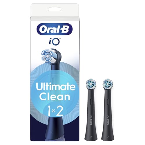 Oral-B iO Series Ultimate Clean Replacement Brush Heads, 2 Count, Black - Original Round Heads, Crisscross Bristles, Deep Cleaning, Plaque Removal, Compatible with iO Electric Toothbrushes