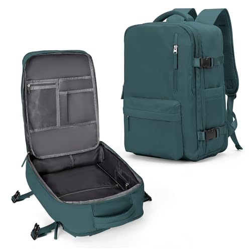 VECAVE Reiserucksack für Damen, von Fluggesellschaften zugelassener Handgepäckrucksack, G-pfau blau, Small, Laptop-Rucksack