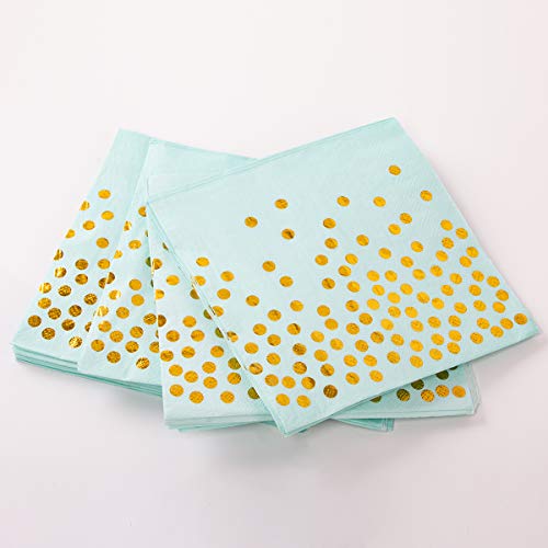250PCS Paper Party Supplies - ENUOSUMA Disposable Paper Plates Tableware Set Include 50 Dinner Plates 50 Dessert Plates 50 Cups 50 Napkins 50 Straws For Party Wedding Birthday, Blue & Gold (Serves 50) - Thumbnail 4