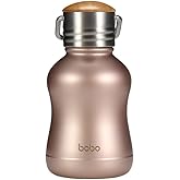 YOHKOH Mini Vacuum Insulated Water Bottle With Bamboo Lid - Stainless Steel Thermos Water Bottle for Women Girls Kids, Metal Sports Hot and Cold Water Bottle Leak-Proof BPA-Free (6.4oz,Gold)