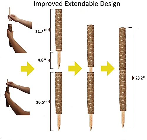 33 Inch Moss Pole(2PCS) - Totem Moss Poles for Climbing Plants - Coco Coir Moss Totem Poles Plant Stakes Coir Moss Stick - Support Climbing Indoor Plants to Grow Upwards
