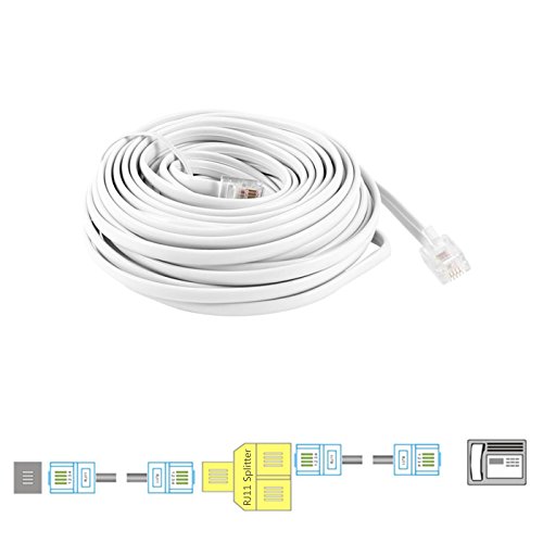 OdiySurveil(TM) 30 Feet(9M) RJ11 6P4C Modular Telephone Cord Extenstion Lead Cable,Pure Copper Wire