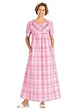 AmeriMark Women's Plaid Snap-Front Robe 3X (24W-26W) / Pink