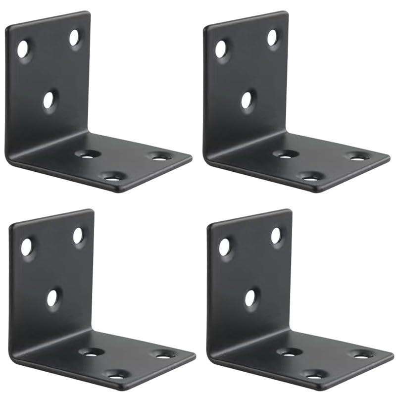 4Pcs Black Angle Brackets,304 Stainless Steel Angle Reinforced Metal Braces,Corner Brackets,L Repair Connector for Shelf,Chair,Desk Fixing 50*50*50mm