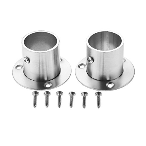 bowarepro 2Pcs Stainless Steel Closet Wardrobe Hanging Rail Rod Pole Socket End Support Bracket with Screws for 32mm/1.26'' Dia Tube