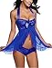 Avidlove Women Lingerie Blue Lace Babydoll Lingerie Halter Nighties Nightgown