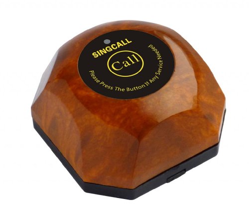 SINGCALL Wireless Calling System,Brown Single Call Button,Guest Call Waiter System(APE560) It Can't Be Used Alone!!