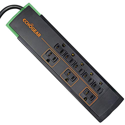Echogear Low Profile Surge Protector Power Strip with 8 Outlets - Quality Surge Suppressor with 3420 Joules of Protection - Slim Design Easily Fits Behind Furniture - Mountable Universal Power Strip