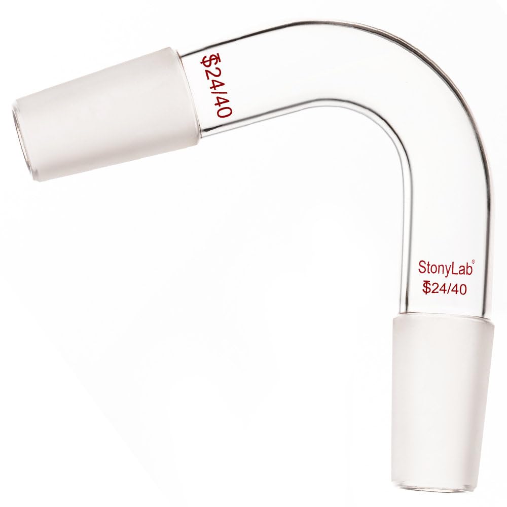 stonylab Borosilicate Glass 75 Degree Distillation Bent Adapter, with Two 24/40 Internal Joints, for Laboratory Use