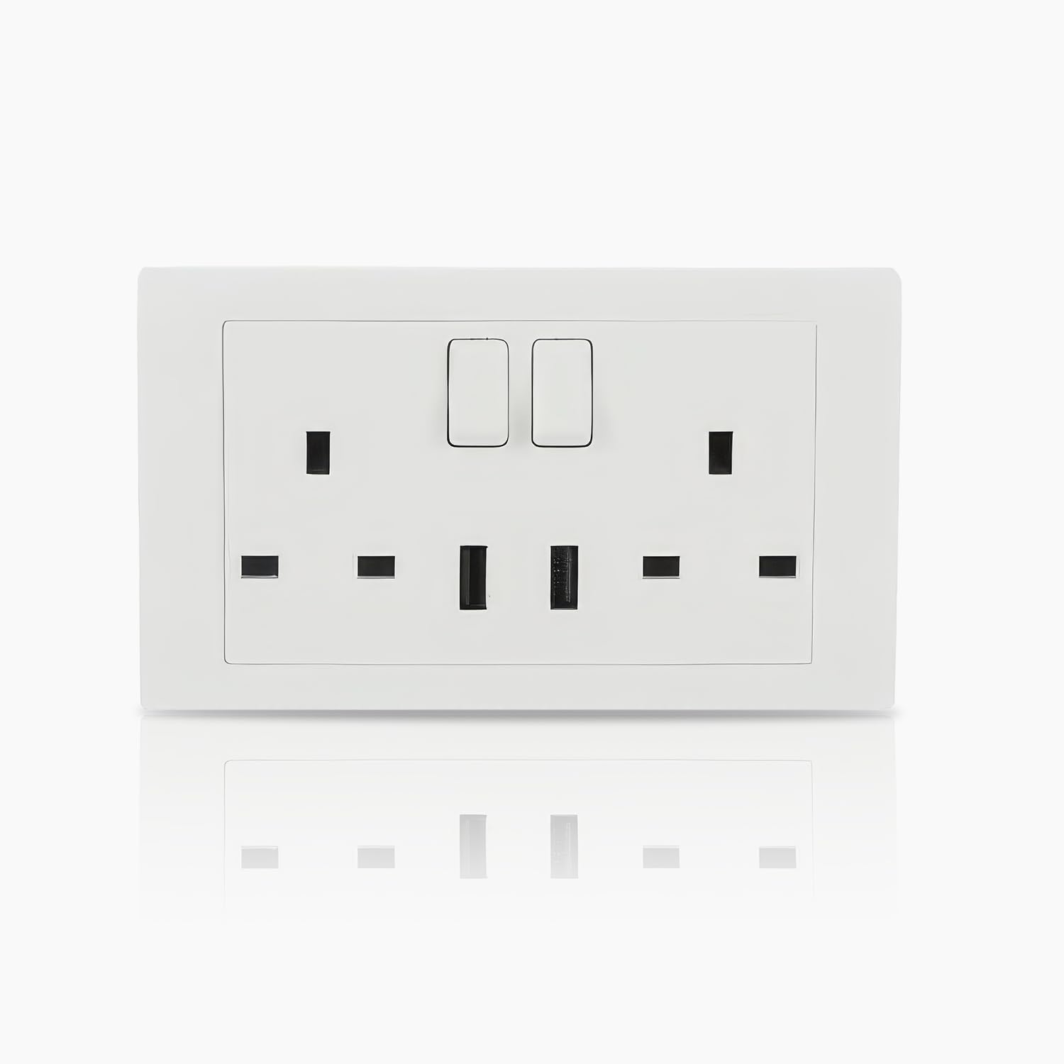 ABB Inora 2 Gang Switched 13A USB Plug Socket • Premium 13amp Plug Socket • Double Pole • White • USB Port • Safe, Reliable, and Functional