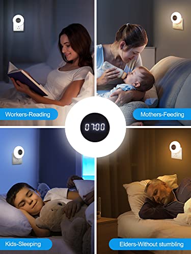 One Fire Night Light Plug in, LED Night Lights Plug into Wall, Nightlight for Toilet Bathroom Stair Hallway, Outlet Night Light for Adults Kids, Clock Wall Night Lights for Kids Room with Warm Light