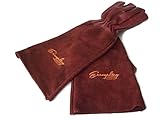 Rose Pruning Gloves for Men and Women. Thorn Proof Goatskin Leather Gardening Gloves with Long Cowhide Gauntlet to Protect Your Arms Until the Elbow (Extra Large, Maroon)
