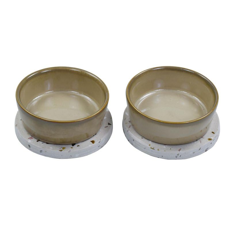 Lesser & Pavey Terrazzo Snack Bowl with Serving Platter for Serving Dishes | Premium Snack Soup Bowl with Round Square and Rectangle Terrazzo Base | Serving Bowls in Set of 2 - Elements