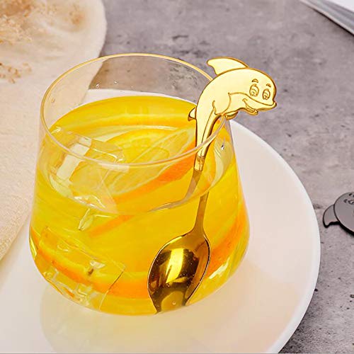 Coffee Spoons Ansaw 4-inches Dolphin mini Coffee Spoons Hanging Cup Spoons Stainless Steel Teaspoon Tea Spoons Dessert Spoon Set of 4