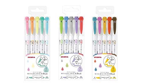 Zebra-Mildliner-Brush-pen-set-15-Pastel-Color-set