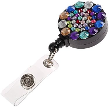 Purely Handmade Fashion Retractable Muti-Size Rainbow Bling Crystal Lanyard Badge Reel Clip Cute Rhinestone Badge Holder For ID Card,Keychain