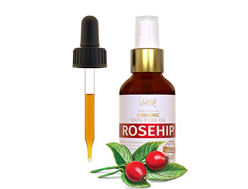 100% Pure Rosehip Seed Oil - Certified Organic, Cold Pressed, Unrefined, Virgin for Face Massage, Wrinkles, Skin, Hair & Nails